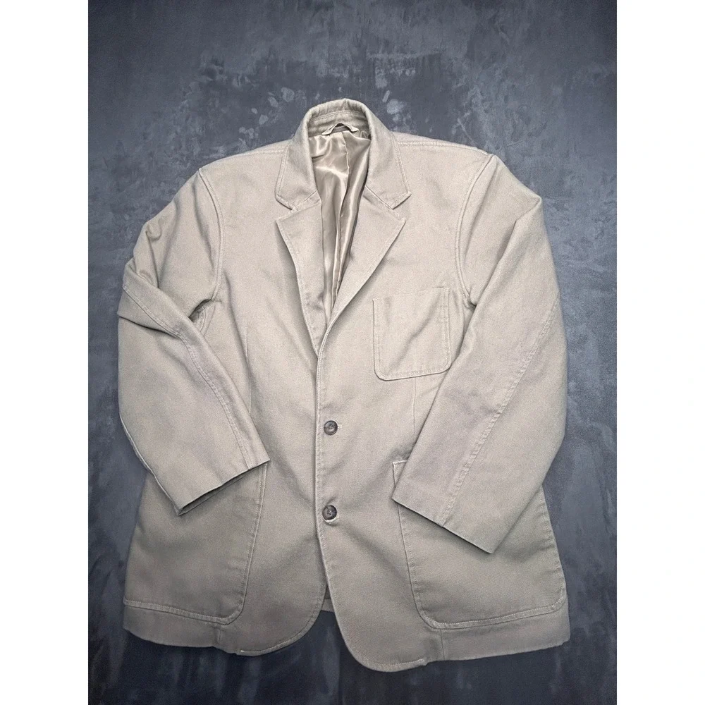 Duluth Trading Co Canvas Blazer Mens XL Tan Khaki Rugged Utility Sport Coat